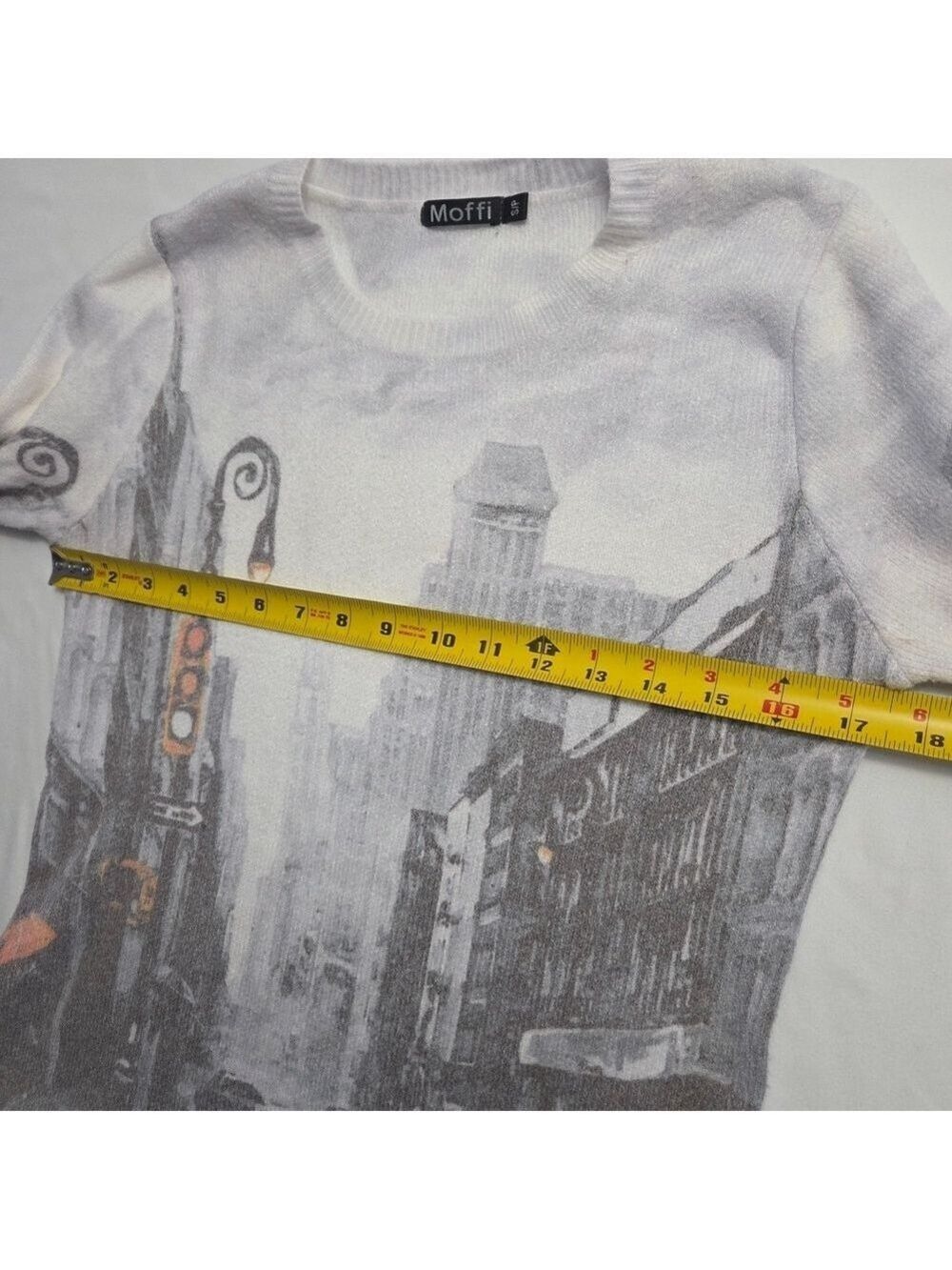 Moffi New York City Graphic Sweater Taxi Print Women's Small - Picture 7 of 8